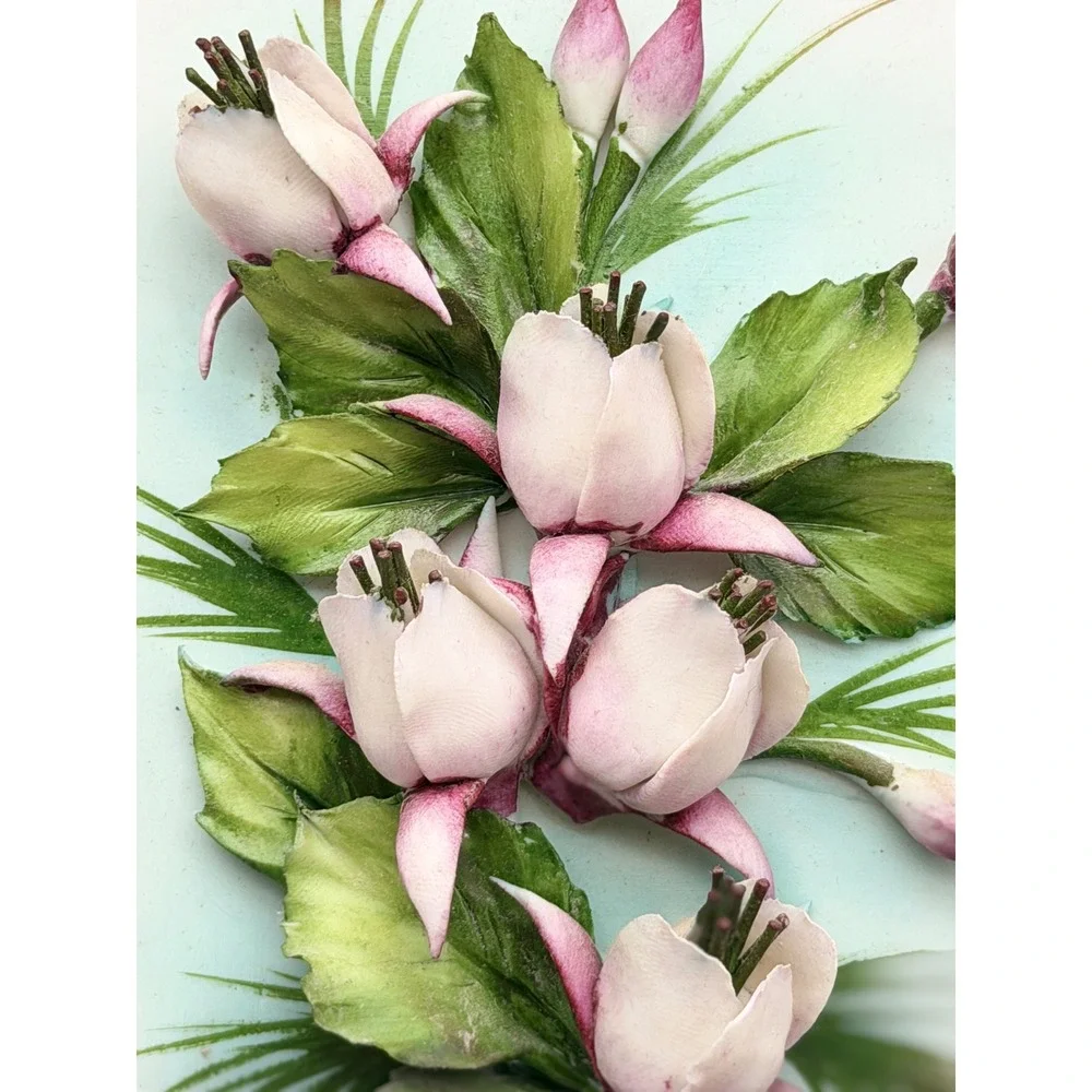 Capodimonte Italy Porcelain 3D Floral Art Framed High Relief Simonetti Signed